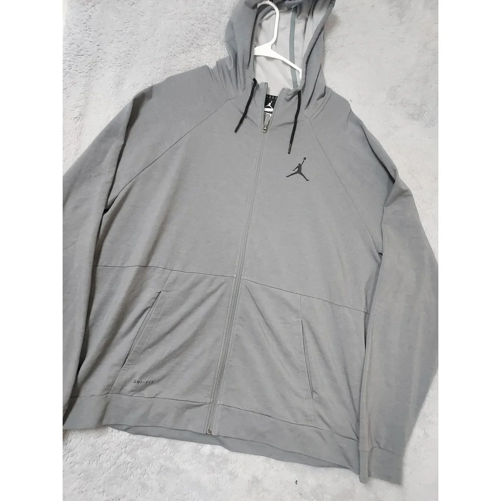 Jordan Jacket Mens 3XL Dri Fit Tech Sphere Full Zip Hoodie Gray Jumpman Nike EUC